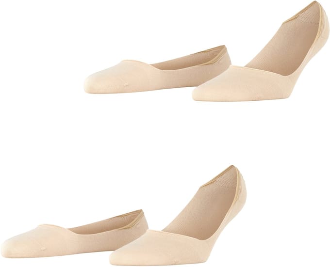Esprit Cotton 2-Pack onzichtbar eenkleurig katoen multipack footies dames beige - maat 39-42