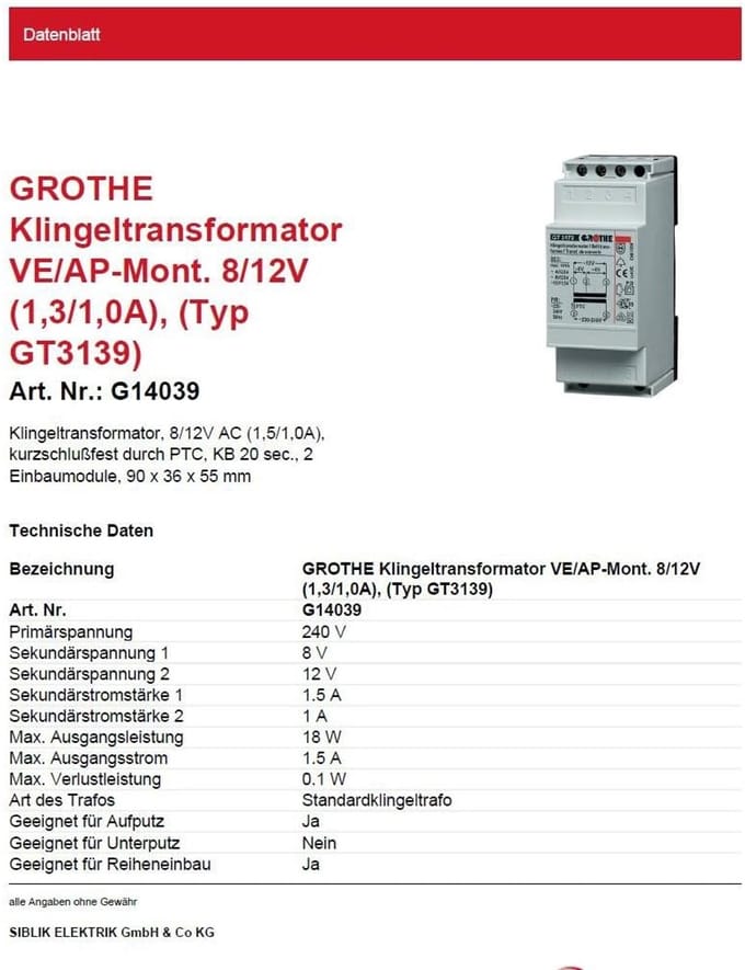 Beltransformator - Deurtransformator - Deurbel Aansturen - Dubbele Spanning - 15 A - null