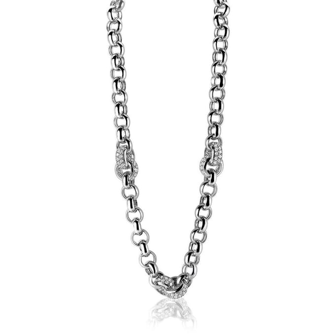 Zinzi - ZIC1207 zilveren jasseron collier wit 45cm