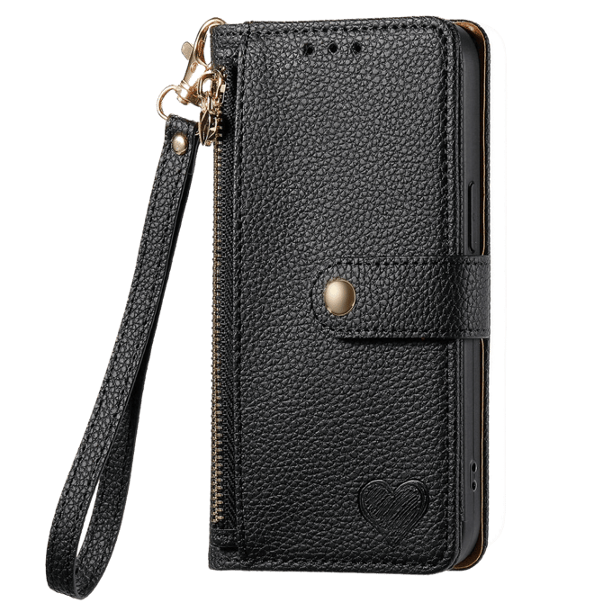 Mocaa Samsung A55 Love Heart Wallet Hoesje Zwart