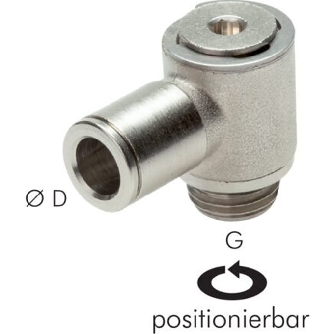 4mm x M 5 90 graden L-vorm Messing Insteekfitting Buitendraad Draaibaar NBR [2 Stuks]