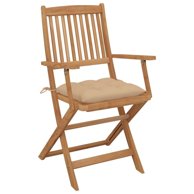 vidaXL - Inklapbare - stoelen - 8 - st - met - kussens - massief - acaciahout
