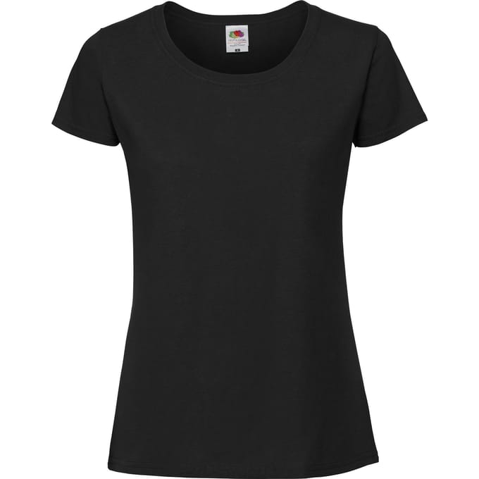 Fruit Of The Loom Vrouwen / Dames Fit Ringgesponnen Premium Tshirt (Zwart)