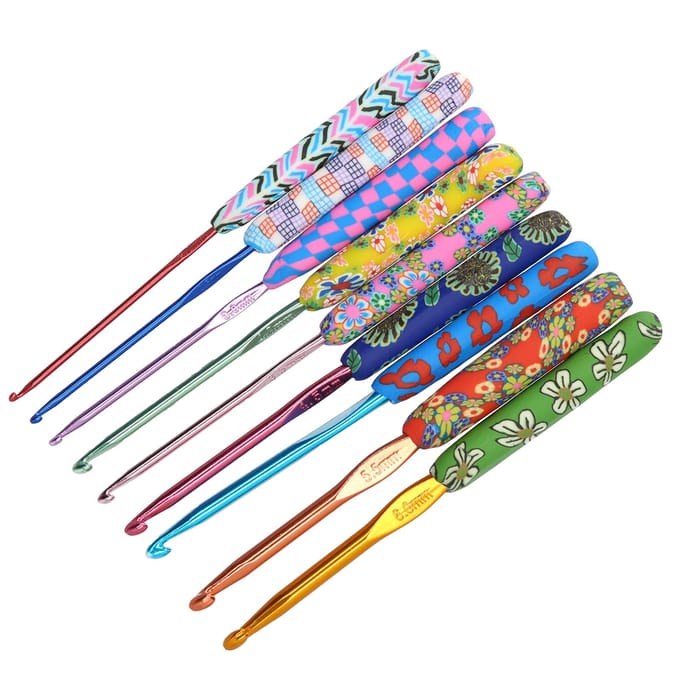 9-delige Haaknaaldset met Ergonomische Handvatten Naalden DIY Knutselaccessoires voor Vrouwen blue
