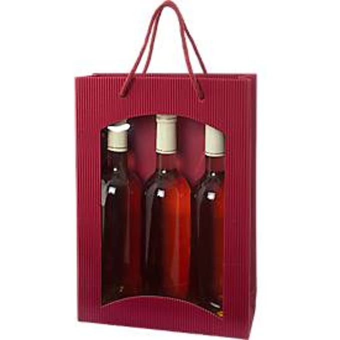 Wijntas "Open Golven”, 3 stuks, bordeaux, 10 stuks
