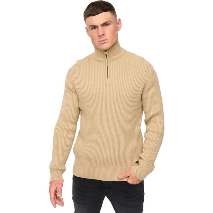 Crosshatch Heren Havaline gebreide Quarter Zip Pullover (Steen)