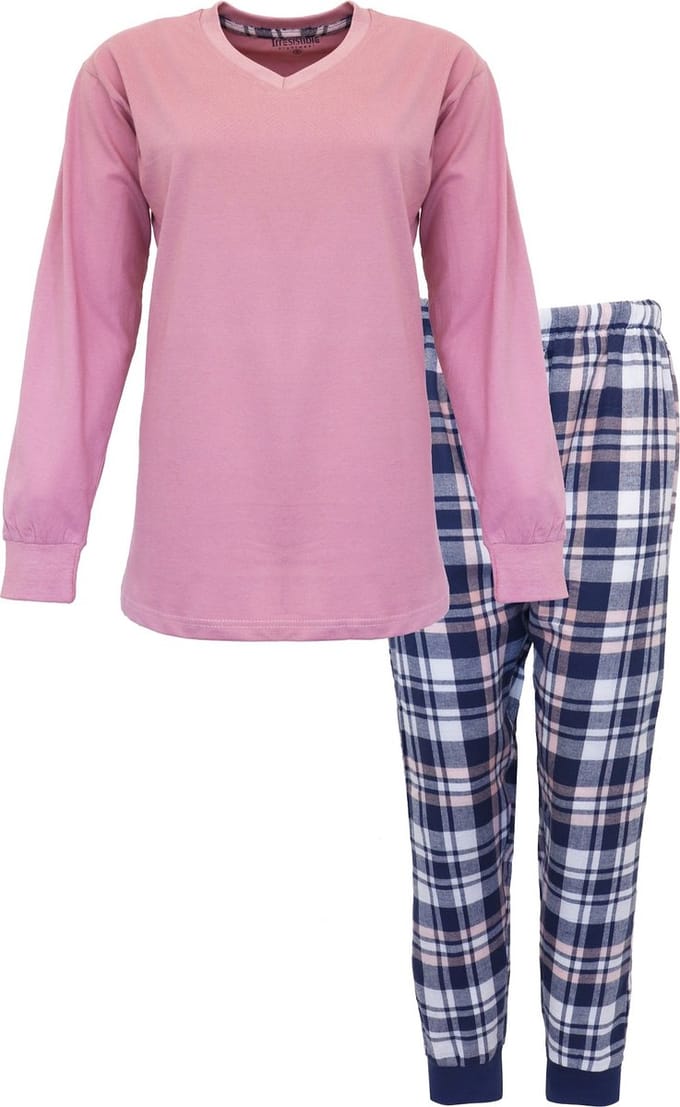Irresistible Dames Pyjama - Flanel - Katoen - Roze - Maat L