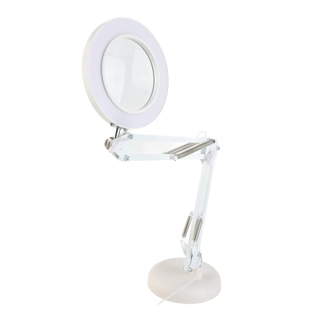 Desktop Vergrootglas 8x Vergroting 10 Niveaus Verstelbare Helderheid 64 LED's Vergrootglas Bureau Lamp met Opvouwbaar wit