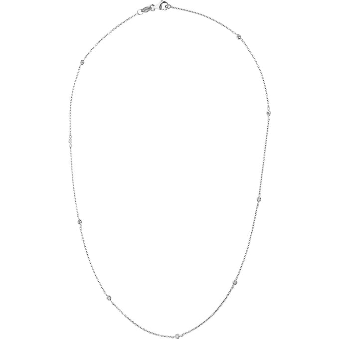 Collar afwisselend kabel ketting Diamonds 0,10 Cts 18K wit