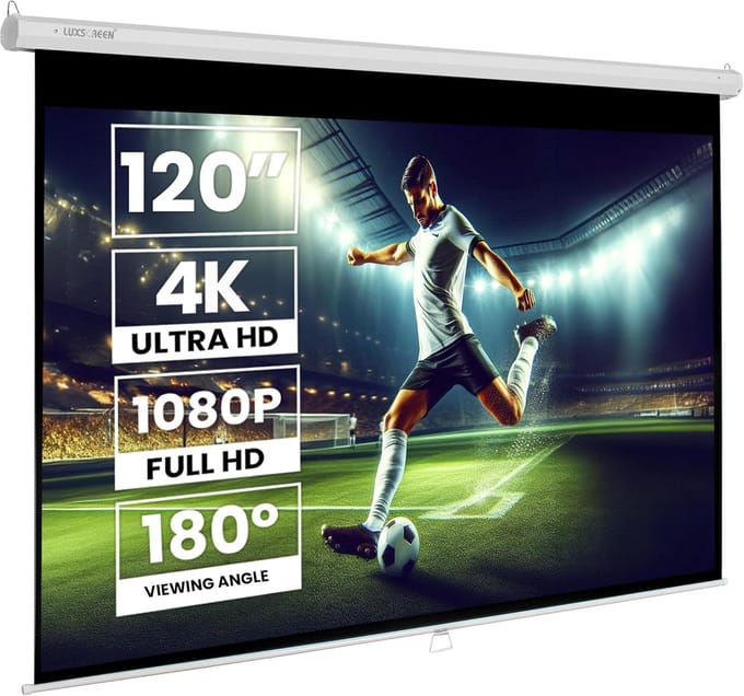 Projectiescherm Handmatig - Projectiescherm - Home Cinema - Mat Wit Oppervlak - 264 x 150 cm - Wit