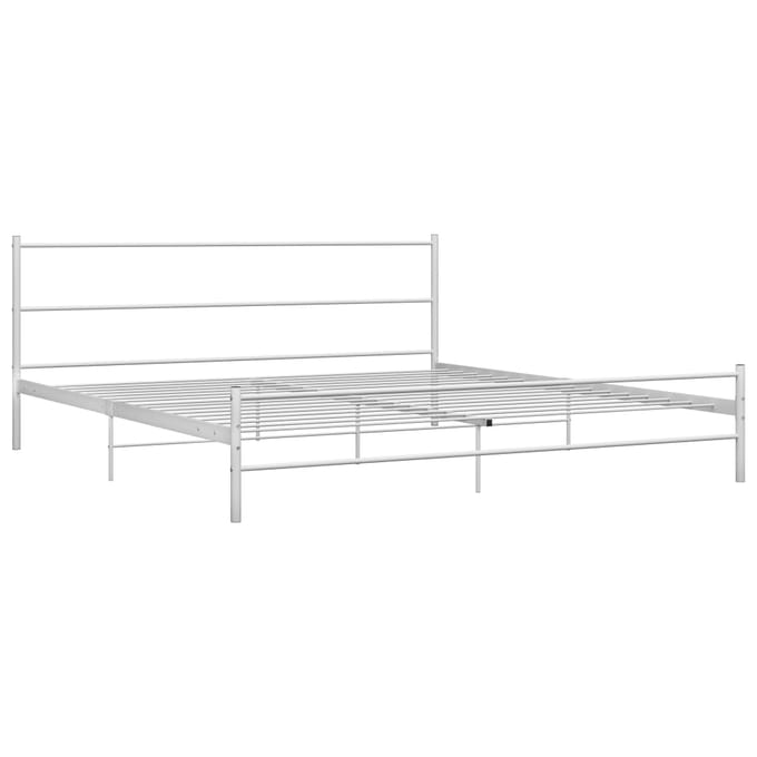 vidaXL - Bedframe - metaal - wit - 200x200 - cm
