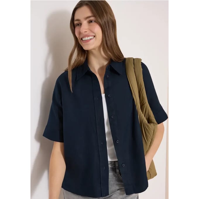 Blouse met korte mouwen van puur linnen