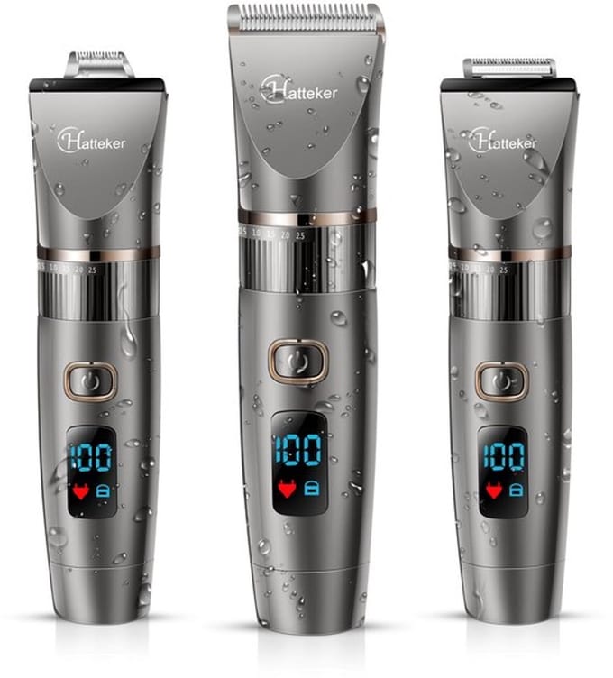 HATTEKER Tondeuse voor Mannen - Baardtrimmer - Detailtrimmer - Haar Tondeuse - Waterproof - 3-in-1