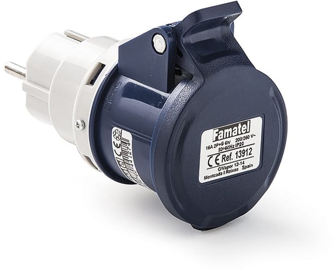Famatel 13912 2p+t-stekker 2p Ttl-stekkeradapter Zwart One Size / EU Plug 220V