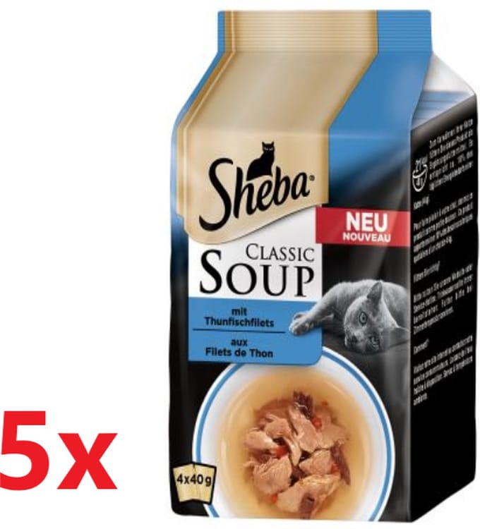 Sheba - Classic Soup Tonijn - Kattenvoer Multipack - 5 verpakkingen van 4x40g