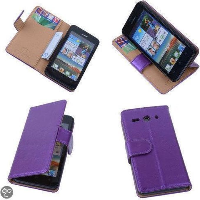 PU Leder Lila Hoesje Huawei Ascend Y330 Book/Wallet Case/Cover