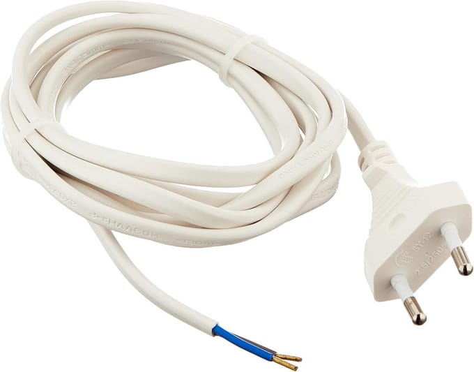 Europese stroomkabel 2 meter - Wit