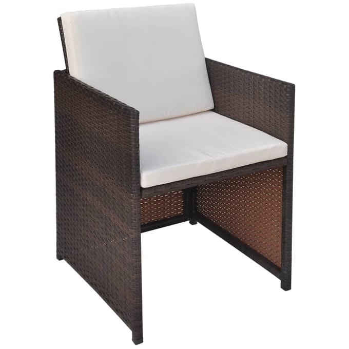 vidaXL - Tuinstoelen - 2 - st - met - kussens - poly - rattan - bruin
