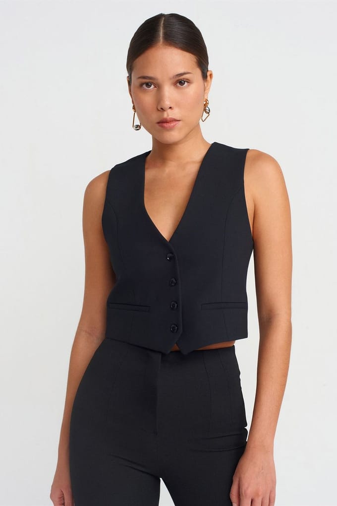 Dames Cropped Crepe Gilet