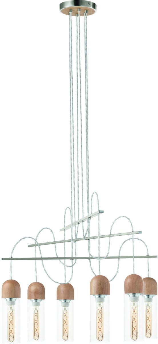 EGLO Zacharo 1 Hanglamp - E27 - Hout|Staal|Glas - Grijs|Bruin