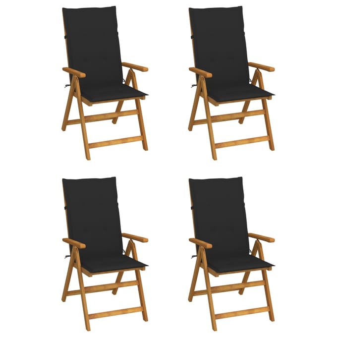 vidaXL - Inklapbare - stoelen - 4 - st - verstelbaar - met - kussens