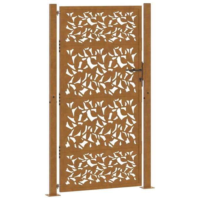 Portail de jardin 100x200 cm Acier résistant aux intempéries Design Feuille