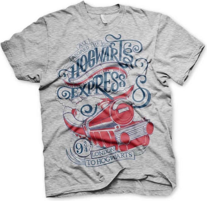 Harry Potter Heren Tshirt -XL- All Aboard The Hogwarts Express Grijs