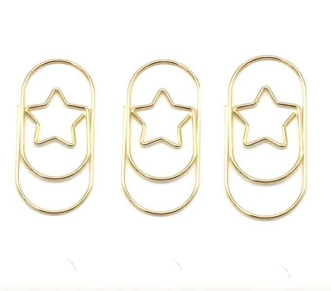 3 MEGA goud paperclips ster - 2.4 x 5 cm - kerst - kerstmis - december - leuk inpakken