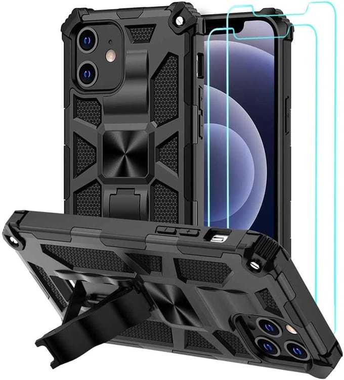 Hoesje Geschikt voor iPhone 12 Pro Max – Anti-Scratch Shockproof Zwart - 2 Pack Screenprotector