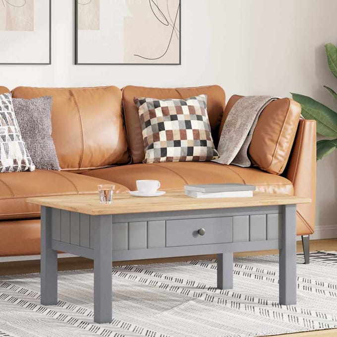 vidaXL - Salontafel - Panama - Range - 100x60x43,5 - cm - massief - grenenhout - grijs