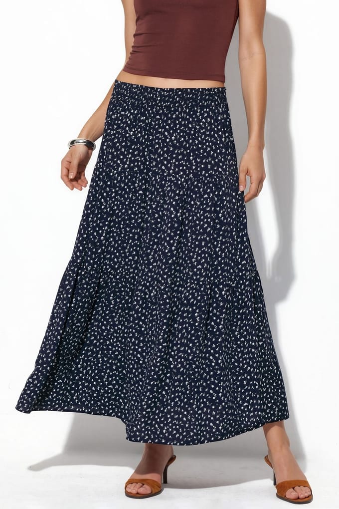 Hoge Taille Bloemige Maxi Rok
