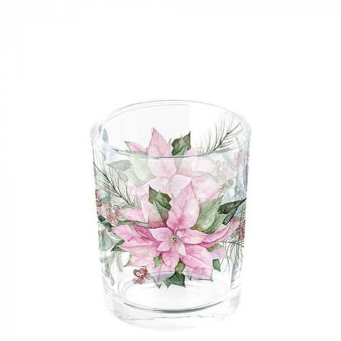 Ambiente Theelichthouder Pink poinsettia