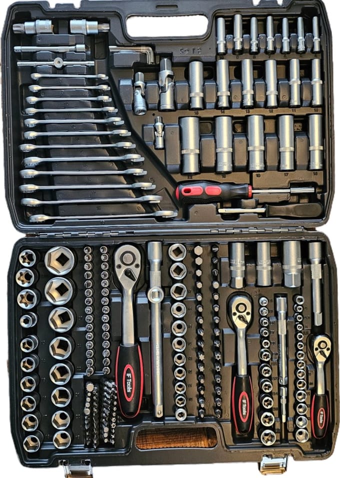 Doppenset F Tools 215-delig Chroom Vanadium Staal