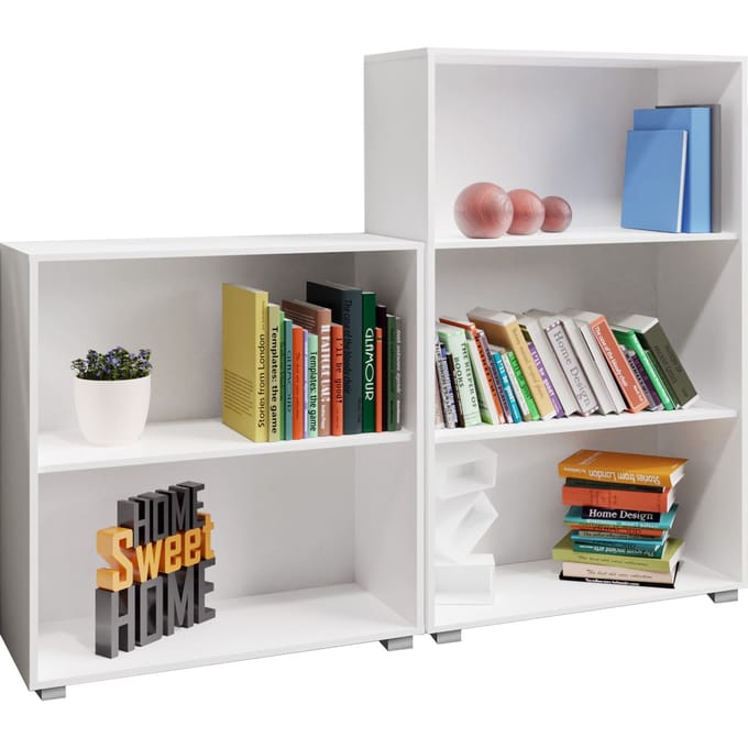 Casaria Boekenkast Set van 2 / 3+2 Vakken – MDF Verstelbaar – Wit