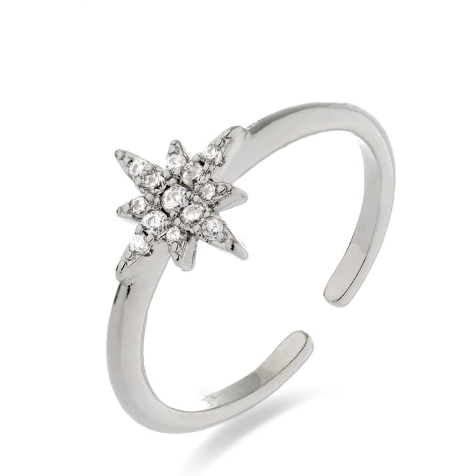 Bague - LUXENTER - Kimsel - Zircone brillante - Finition rhodium - Largeur 9,5 mm Taille unique