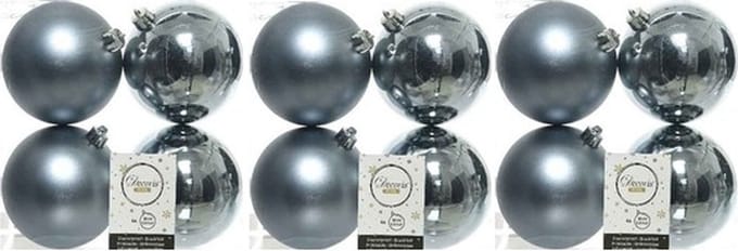 Decoris Kerstballen - 12x st - grijs blauw - D10 cm - kunststof - kerstversiering