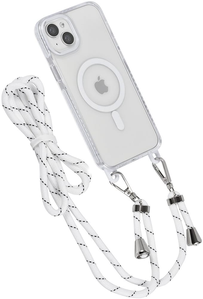 TUNIQ telefoonhoesje voor Apple iPhone 15 Plus - MagSafe backcover met koord - Wit