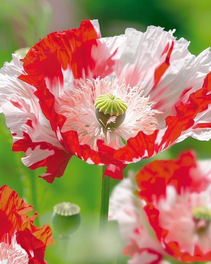 2 sets - Papaver Zaden Danish Flag Eenjarig 90 Cm Hoogte