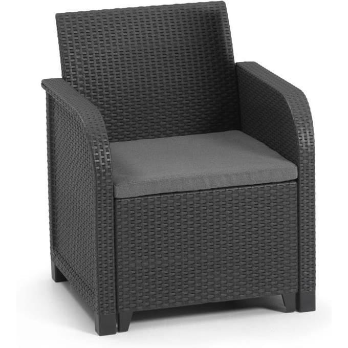 Fauteuil de jardin avec coussin - en résine - Allibert by KETER - SanRemo - Gris graphite