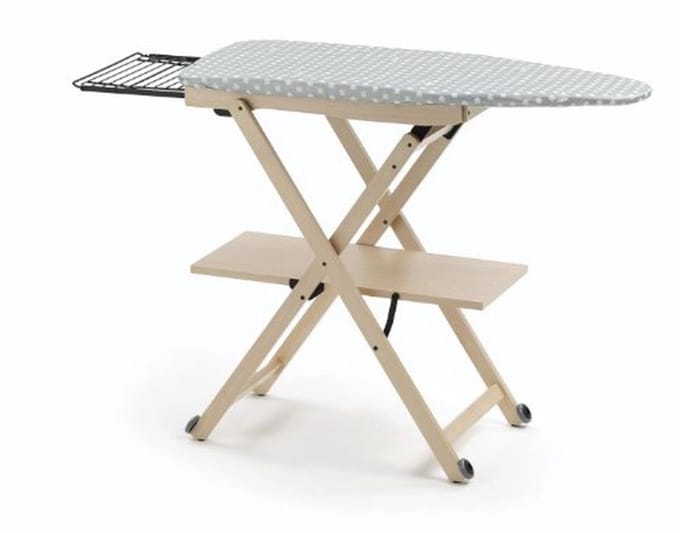 Verstelbare en opvouwbare strijkplank van massief beukenhout 135 x 88 x 45 cm