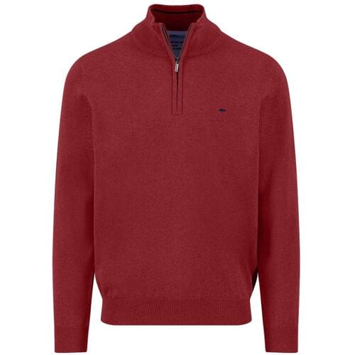 Fynch-Hatton Trui Superfine Cotton Troyer Zip Garnet Red / male