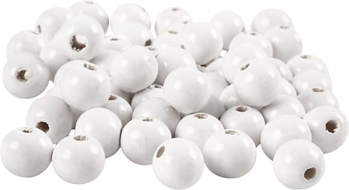 CC Houten Kralen 12 mm Wit 40 stuks