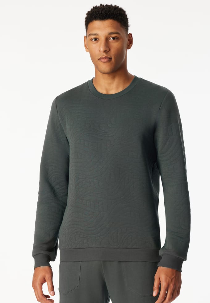 Donkergroen gedessineerd sweatshirt - Mix+ Relax 50