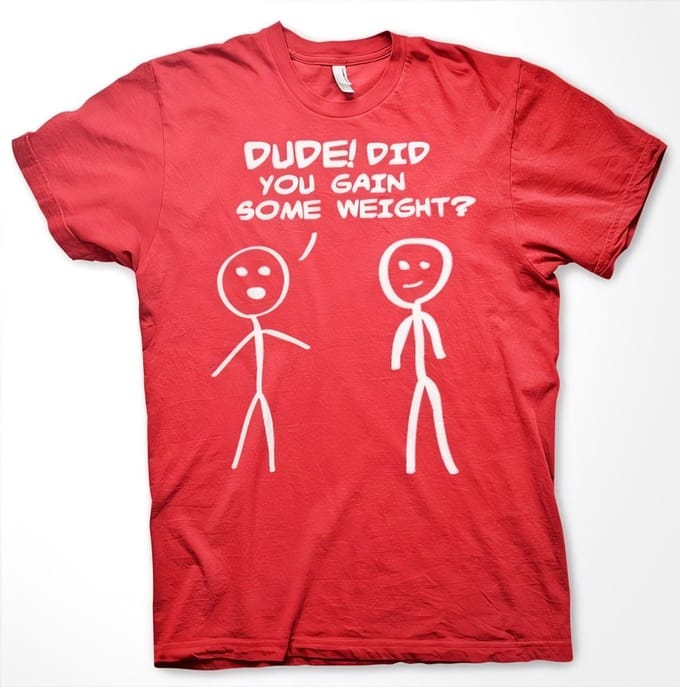 Hybris Hé, man! Ben je wat aangekomen? T-shirt rood