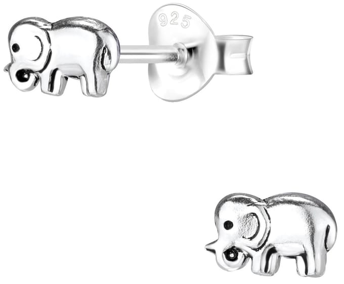Joy|S - Zilveren petit olifant oorbellen - 6 x 4 mm - geoxideerd
