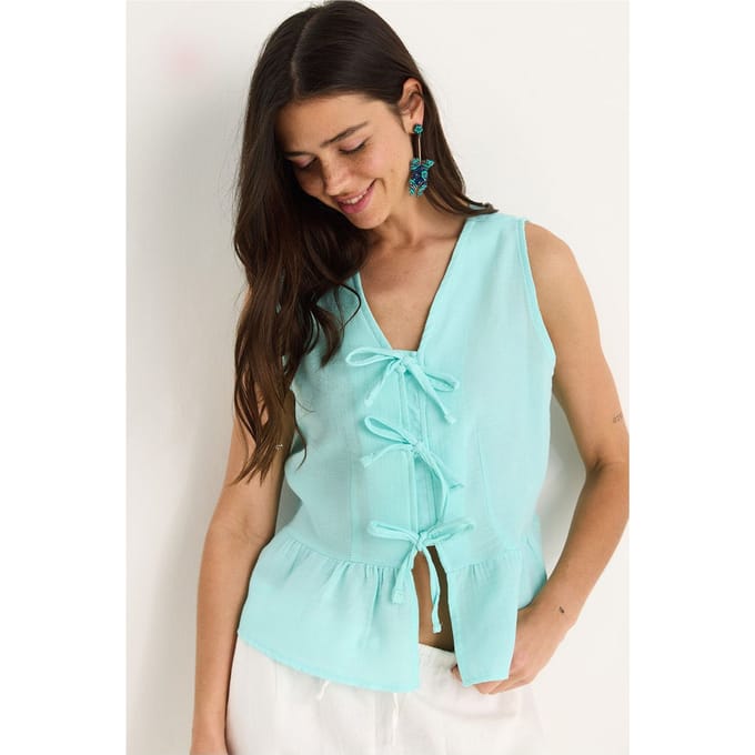 V-hals Crepe Blouse met Strik