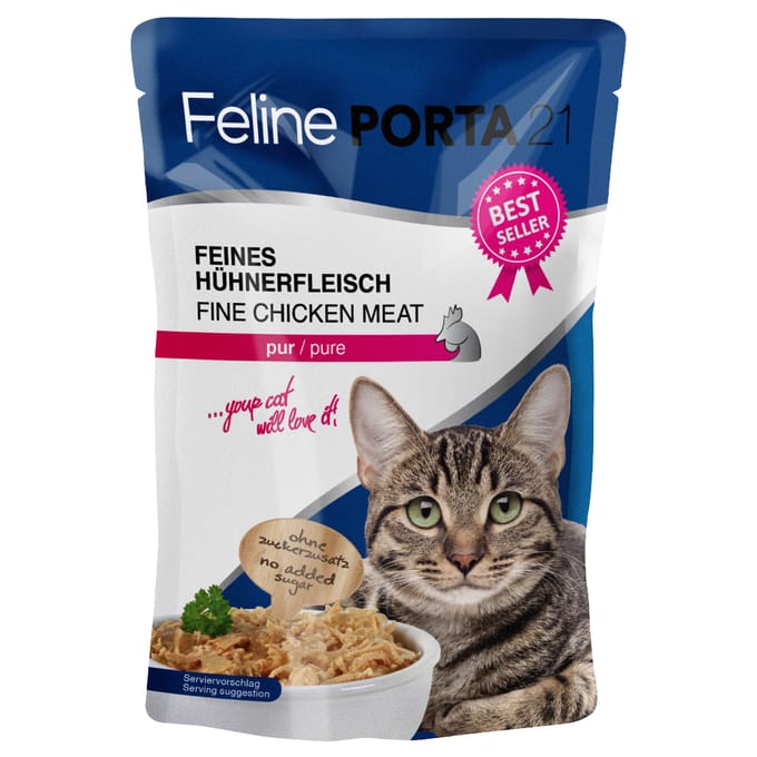 1x100g Feline Maaltijdzakjes Kip Puur Porta 21 Kattenvoer