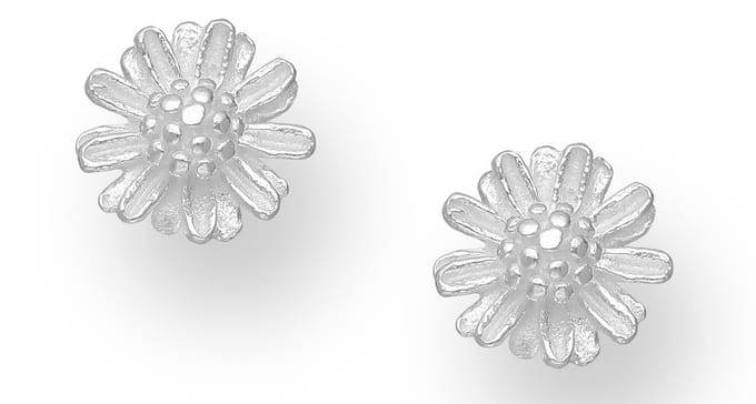 Joy|S - Zilveren bloem oorbellen - 8 mm - gedetailleerd