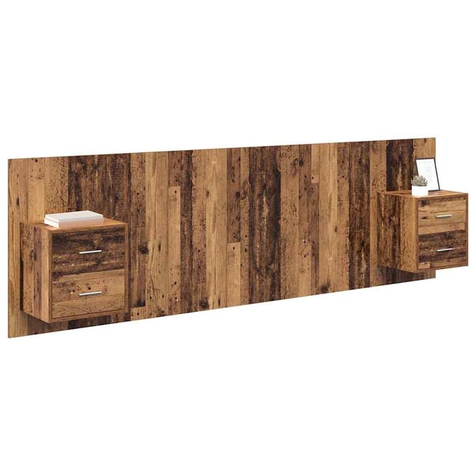 vidaXL - Hoofdeinde - Met - Kast - 3 - st - Oud - Hout - Bewerkt - hout