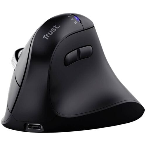 Trust Vyran - Ergonomische Muis - Draadloos - Verticaal - Hyperscrollwiel - Multi-device - Zwart